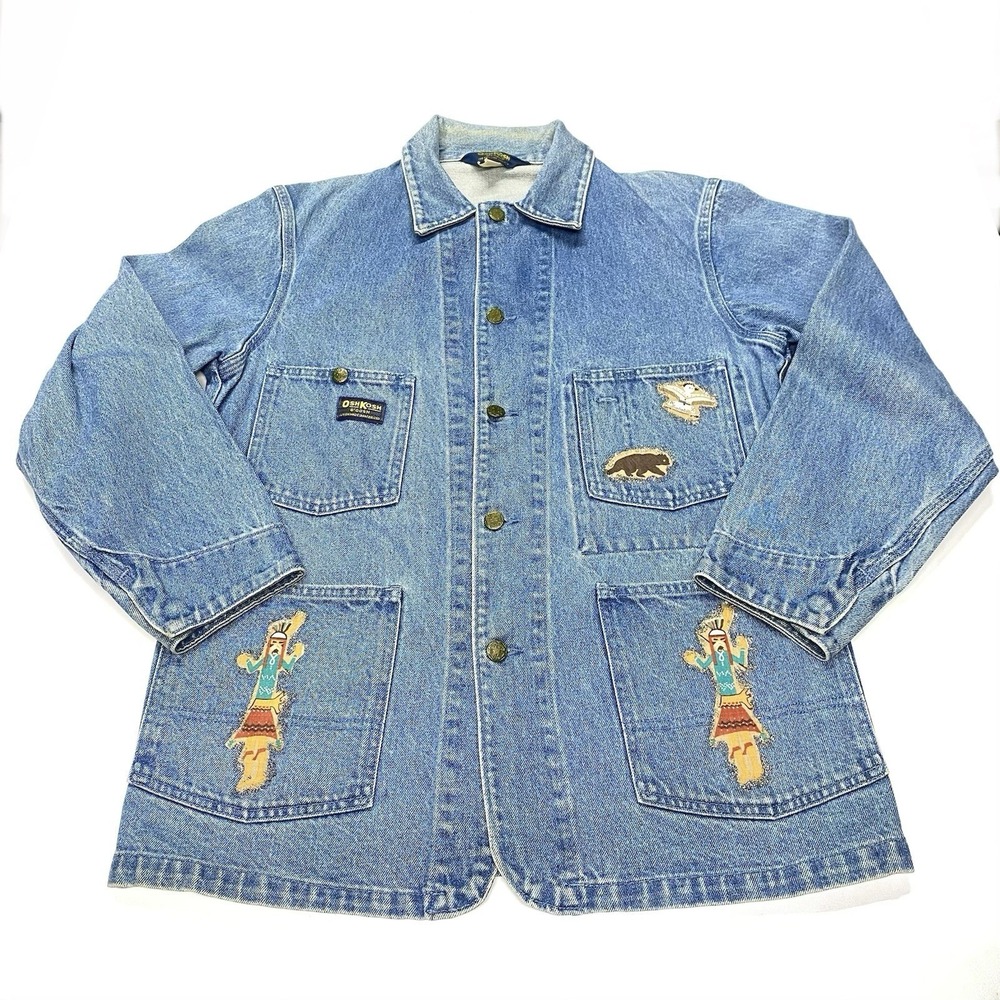 Vintage 70s‎ OshKosh B'Gosh Denim Chore Coat Size 38R Blue Jacket Union Custom